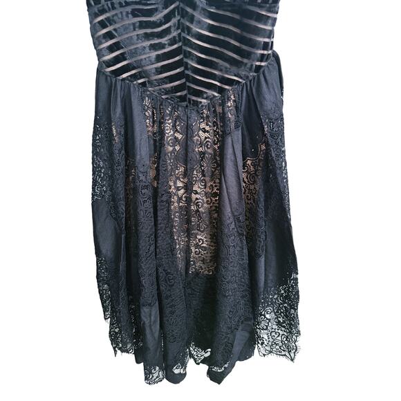 Free People Dark Fairy Velvet & Lace Midi Dress 6 Hi-Low Whimsigoth Goth Formal - Picture 7 of 11